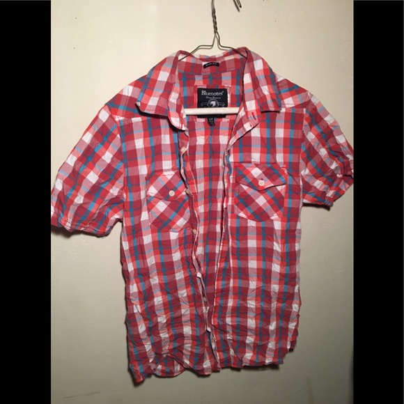 Bluenotes Red Plaid Short Sleeve Button Down - Picture 1 of 2